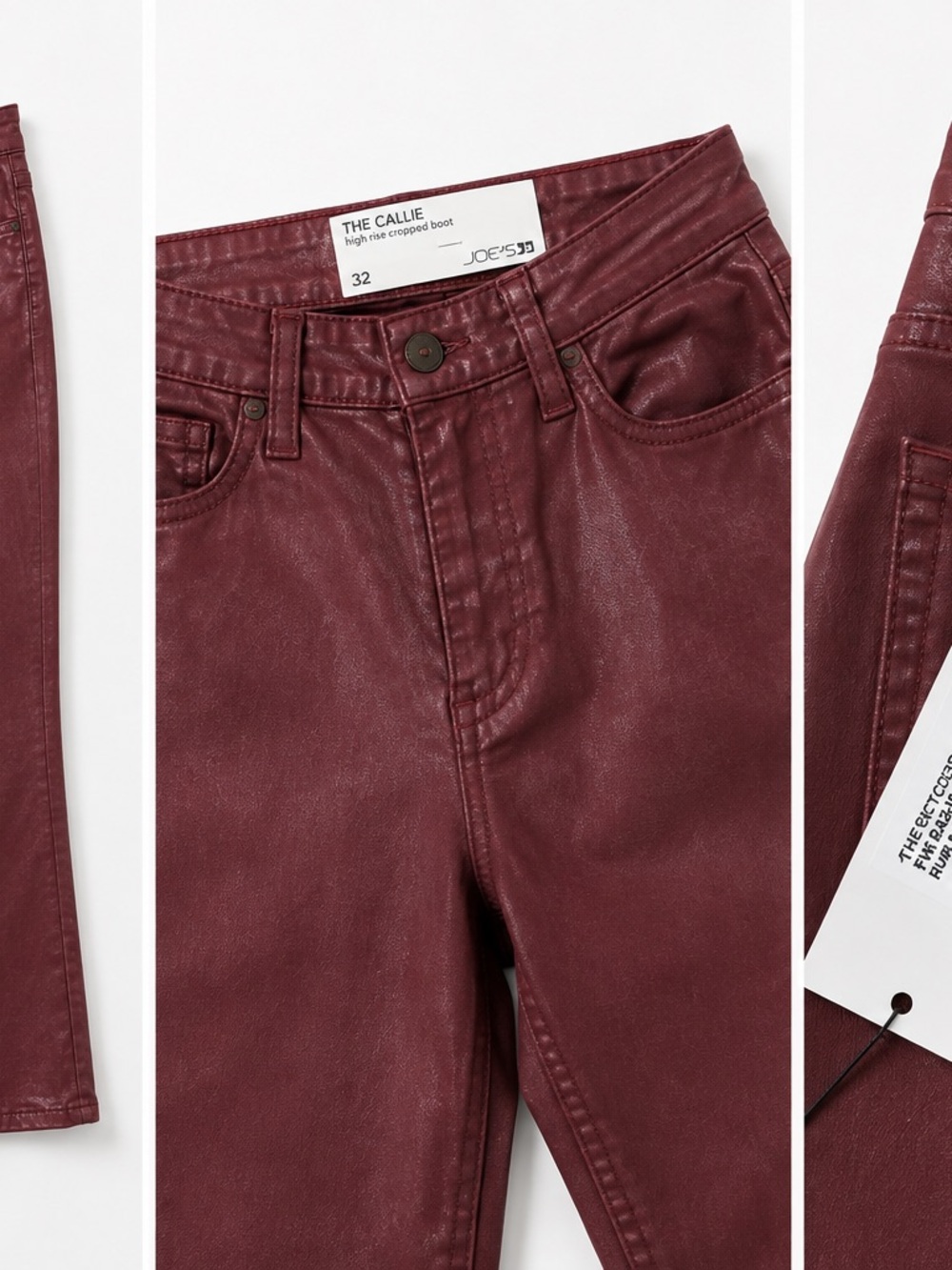 Joe's Jeans High-Rise Coated Jeans in Burgundy
